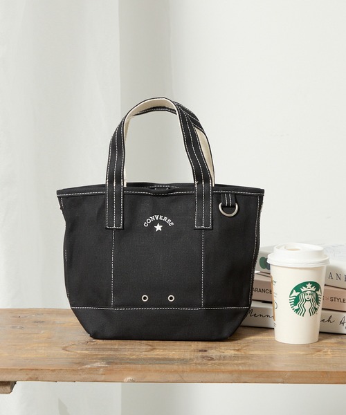 CONVERSE(コンバース)の「【CONVERSE】CV AS CANVAS TOTE BAG S(トートバッグ・レディース・ベージュ/ネイビー/ブラック/グレー/ブラウン/オフホワイト/レッド/カーキ・FREE)」の3枚目の写真