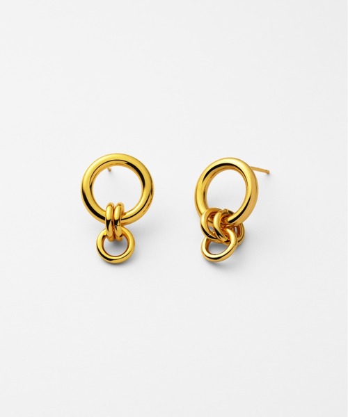UNITED JEWELS-ef-(ユナイテッドジュエルズイフ)の「Ring X Ring Pierce(ピアス(両耳用)・レディース・イエローゴールド/シルバー・FREE)」の1枚目の写真