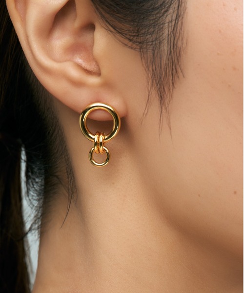 UNITED JEWELS-ef-(ユナイテッドジュエルズイフ)の「Ring X Ring Pierce(ピアス(両耳用)・レディース・イエローゴールド/シルバー・FREE)」の3枚目の写真