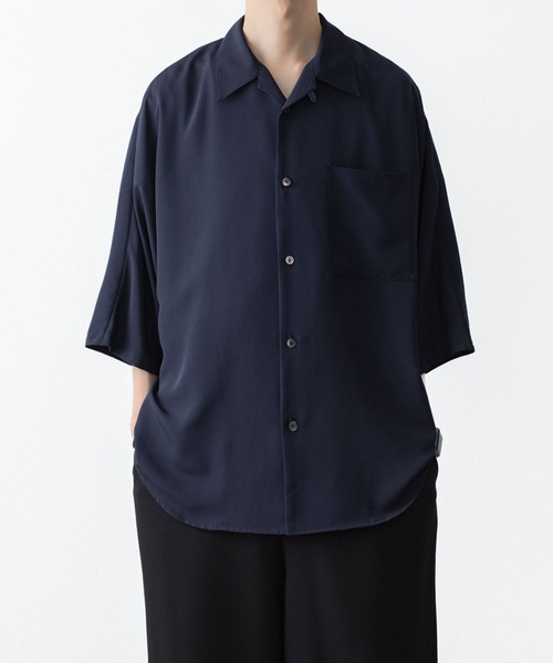 ato(アトウ)の「DOLMAN+SET-IN SLEEVE OPEN COLLAR SHIRTS(シャツ/ブラウス・メンズ・ホワイト/ブラック/ネイビー・44/46/48)」の3枚目の写真