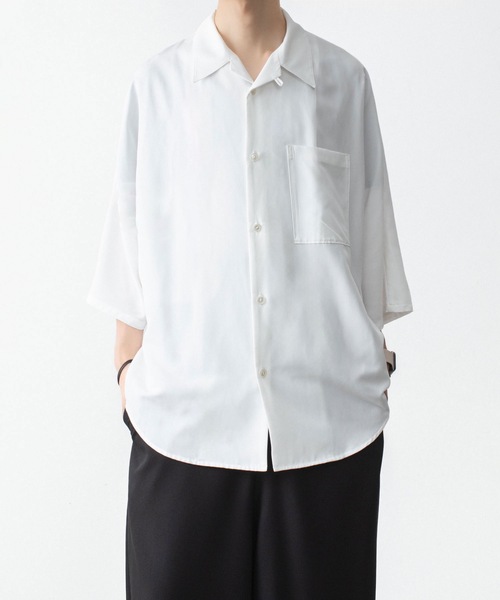 ato(アトウ)の「DOLMAN+SET-IN SLEEVE OPEN COLLAR SHIRTS(シャツ/ブラウス・メンズ・ホワイト/ブラック/ネイビー・44/46/48)」の5枚目の写真