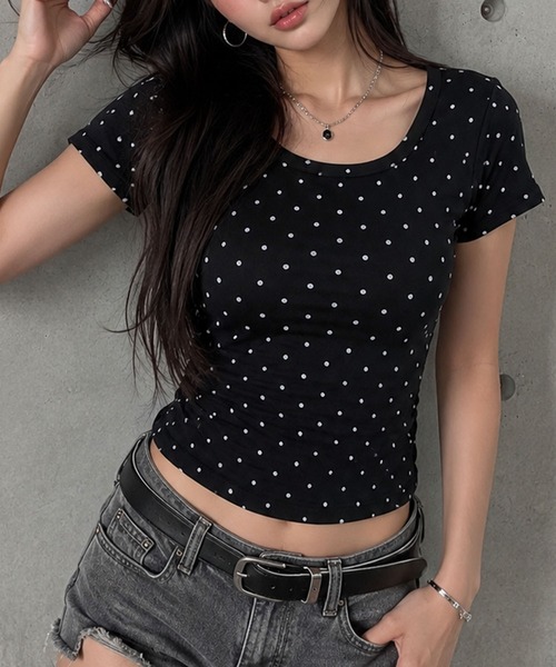 GLAMOROUS JANE(グラマラスジェーン)の「ドット柄クルーネックTシャツ(Tシャツ/カットソー・レディース・ホワイト/ブラック/ミント・FREE)」の18枚目の写真
