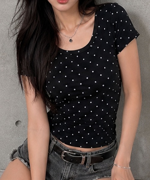 GLAMOROUS JANE(グラマラスジェーン)の「ドット柄クルーネックTシャツ(Tシャツ/カットソー・レディース・ホワイト/ブラック/ミント・FREE)」の17枚目の写真