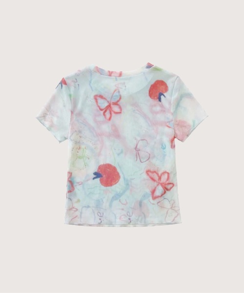 LA POMME petit(ラポミ・プチ)の「Double Layer Graffiti Print Mesh Top/ダブルレイヤーグラフィティプリントメッシュトップス(Tシャツ/カットソー・レディース・カラフル・FREE)」の2枚目の写真