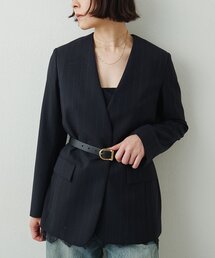 ノーカラーウールジャケット