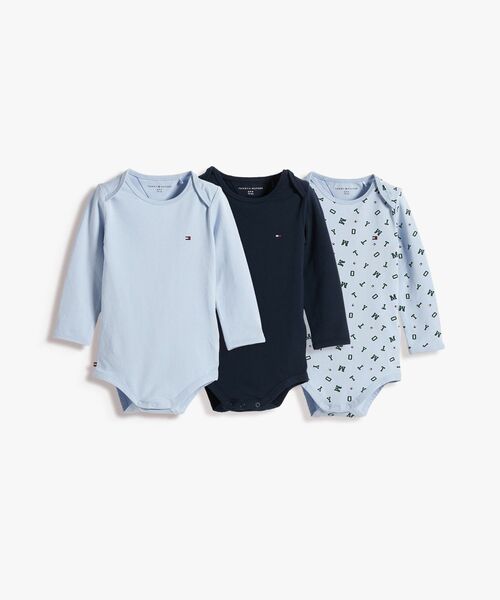 TOMMY HILFIGER(トミーヒルフィガー)の「BABY 3パックロングスリーブボディスーツ(ワンピース・キッズ・ブルー/ホワイト・70cm/80cm/90cm)」の2枚目の写真
