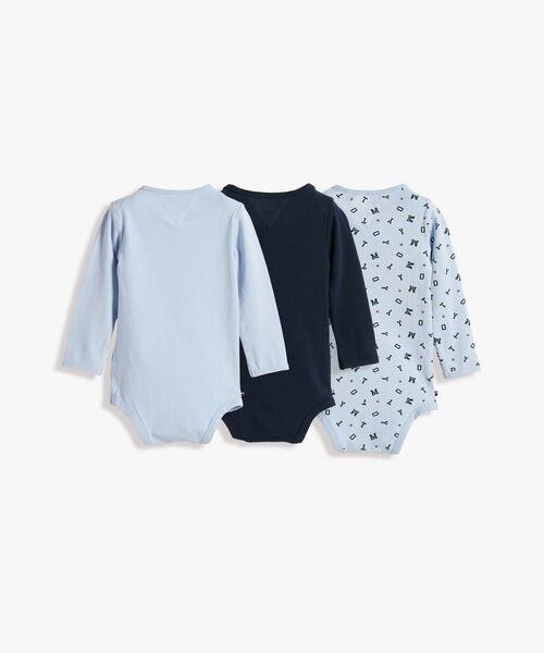 TOMMY HILFIGER(トミーヒルフィガー)の「BABY 3パックロングスリーブボディスーツ(ワンピース・キッズ・ブルー/ホワイト・70cm/80cm/90cm)」の4枚目の写真