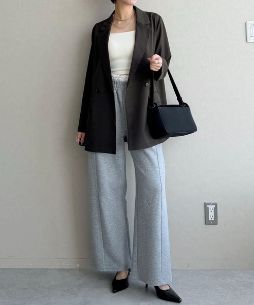 mysty woman(ミスティウーマン)の「ウエストレースレイヤースウェットパンツ 1077979(スウェットパンツ・レディース・アイボリー/グレー・FREE)」の9枚目の写真