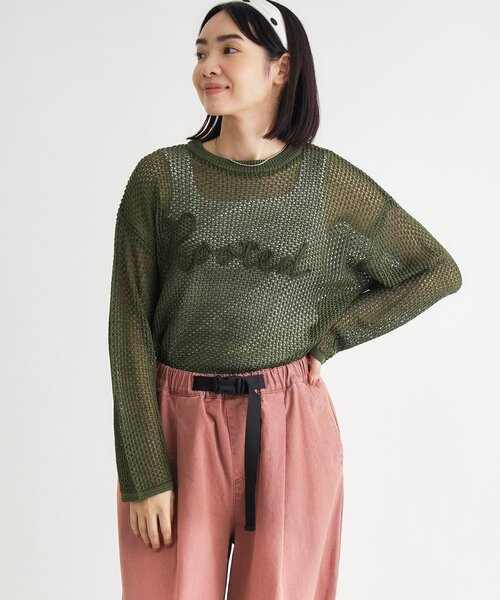 HONEYSUCKLE ROSE(ハニーサックルローズ)の「テープヤーン刺繍メッシュセーター(ニット/セーター・レディース・アイボリー/ボルドー/スモーキーグリーン系・04/05)」の2枚目の写真