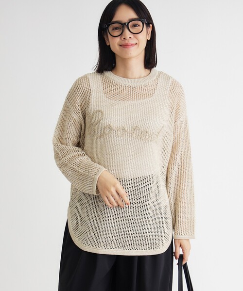 HONEYSUCKLE ROSE(ハニーサックルローズ)の「テープヤーン刺繍メッシュセーター(ニット/セーター・レディース・アイボリー/ボルドー/スモーキーグリーン系・04/05)」の4枚目の写真