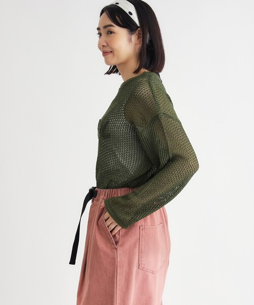 HONEYSUCKLE ROSE(ハニーサックルローズ)の「テープヤーン刺繍メッシュセーター(ニット/セーター・レディース・アイボリー/ボルドー/スモーキーグリーン系・04/05)」の10枚目の写真