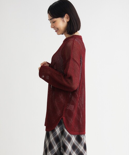 HONEYSUCKLE ROSE(ハニーサックルローズ)の「テープヤーン刺繍メッシュセーター(ニット/セーター・レディース・アイボリー/ボルドー/スモーキーグリーン系・04/05)」の15枚目の写真