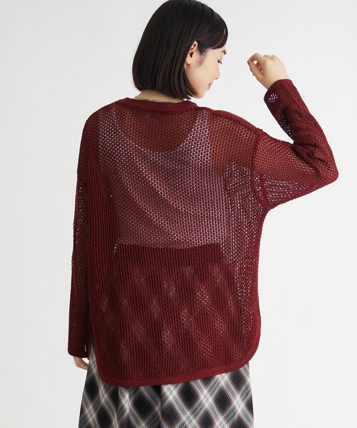 HONEYSUCKLE ROSE(ハニーサックルローズ)の「テープヤーン刺繍メッシュセーター(ニット/セーター・レディース・アイボリー/ボルドー/スモーキーグリーン系・04/05)」の16枚目の写真