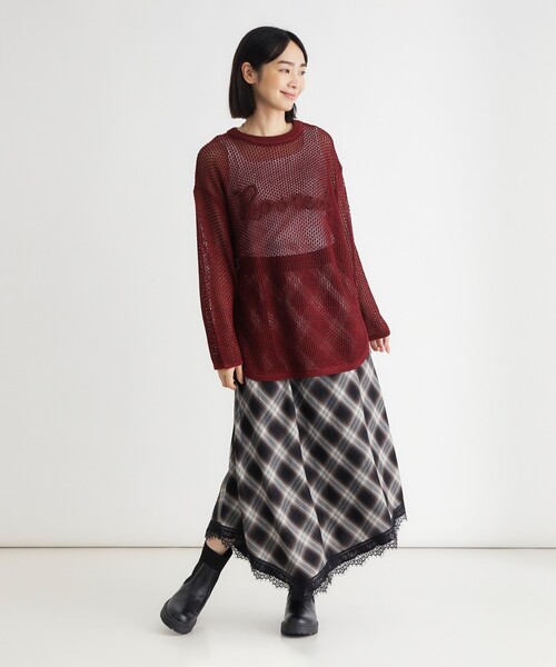 HONEYSUCKLE ROSE(ハニーサックルローズ)の「テープヤーン刺繍メッシュセーター(ニット/セーター・レディース・アイボリー/ボルドー/スモーキーグリーン系・04/05)」の18枚目の写真