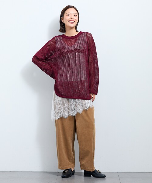 HONEYSUCKLE ROSE(ハニーサックルローズ)の「テープヤーン刺繍メッシュセーター(ニット/セーター・レディース・アイボリー/ボルドー/スモーキーグリーン系・04/05)」の19枚目の写真