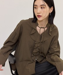 セール】【サステナブル】スタンドネックドロストシャツ（シャツ