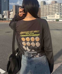 ☆オーバーサイズ レトロクッキー 刺繍ロゴロンT【UNISEX ITEM】