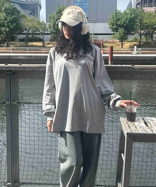 AS KNOW AS plus(アズノゥアズプラス)の「☆オーバーサイズ レトロクッキー 刺繍ロゴロンT【UNISEX ITEM】(Tシャツ/カットソー・レディース・杢グレー/スミクロ/キナリ・FREE)」の16枚目の写真