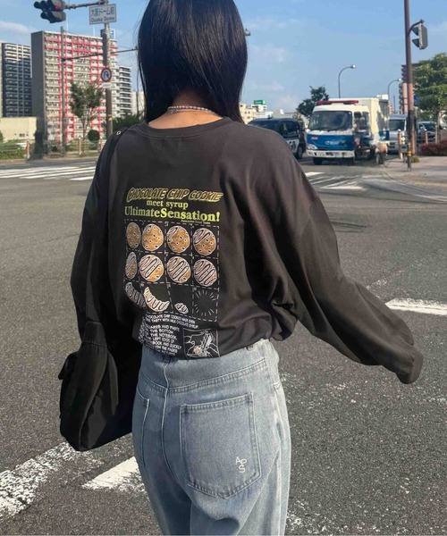 AS KNOW AS plus(アズノゥアズプラス)の「☆オーバーサイズ レトロクッキー 刺繍ロゴロンT【UNISEX ITEM】(Tシャツ/カットソー・レディース・杢グレー/スミクロ/キナリ・FREE)」の10枚目の写真