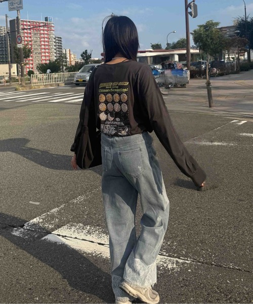 AS KNOW AS plus(アズノゥアズプラス)の「☆オーバーサイズ レトロクッキー 刺繍ロゴロンT【UNISEX ITEM】(Tシャツ/カットソー・レディース・杢グレー/スミクロ/キナリ・FREE)」の8枚目の写真
