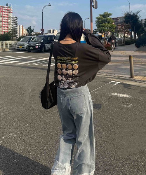 AS KNOW AS plus(アズノゥアズプラス)の「☆オーバーサイズ レトロクッキー 刺繍ロゴロンT【UNISEX ITEM】(Tシャツ/カットソー・レディース・杢グレー/スミクロ/キナリ・FREE)」の9枚目の写真