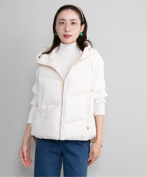 lodie（ロディ）の「キルト×ダンボールニット ダウンベスト（ベスト・レディース・チャコールグレー/ブラック/オフホワイト・FREE）」の2枚目の写真