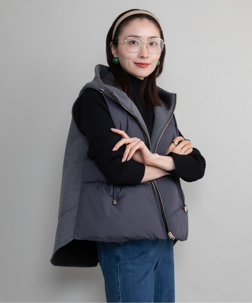 lodie（ロディ）の「キルト×ダンボールニット ダウンベスト（ベスト・レディース・チャコールグレー/ブラック/オフホワイト・FREE）」の3枚目の写真