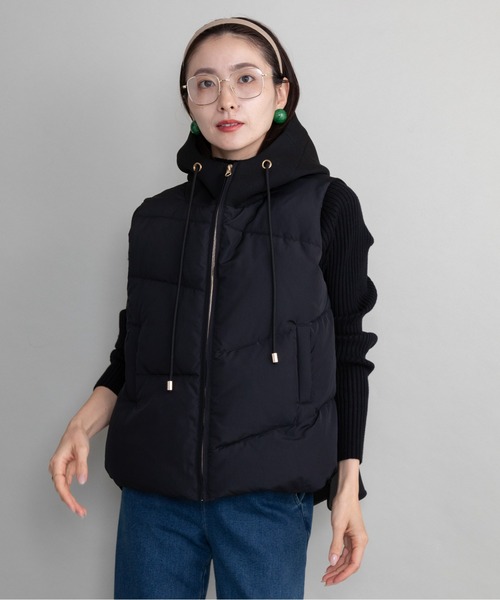 lodie（ロディ）の「キルト×ダンボールニット ダウンベスト（ベスト・レディース・チャコールグレー/ブラック/オフホワイト・FREE）」の4枚目の写真