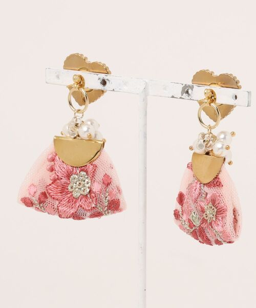 tone（トーン）の「【R】1092　2wayハート×刺繍リボンピアス(MA)（ピアス（両耳用）・レディース・ピンク・FREE）」の5枚目の写真