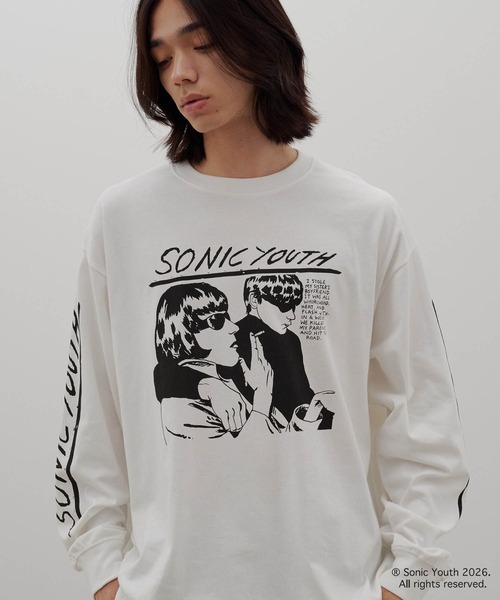 LOWRYS FARM(ローリーズファーム)の「【LFM(U)】SONICYOUTH/プリントTシャツロングスリーブ 1076076(Tシャツ/カットソー・メンズ・アイボリー/ブラック/ベビーピンク/ホワイト・LARGE/MEDIUM)」の1枚目の写真