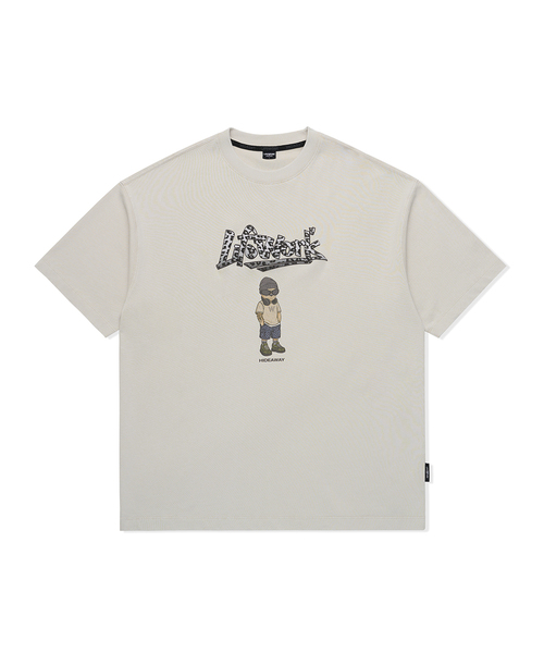 LIFE WORK（ライフワーク）の「ヴィンテージヒョウ柄ロゴビーニーヒップドッグ半袖Tシャツ（Tシャツ/カットソー・メンズ・チャコールグレー/ライトベージュ/PINK・MEDIUM/LARGE）」の3枚目の写真