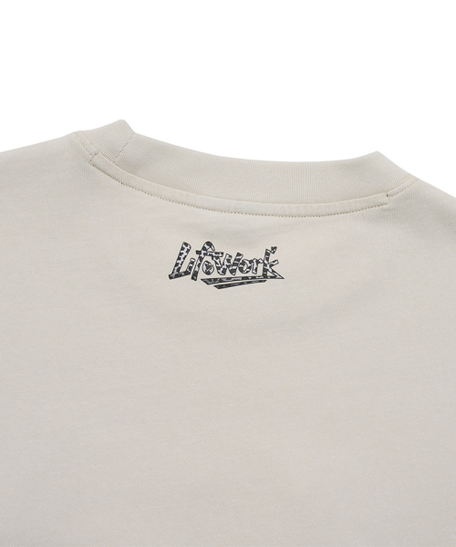 LIFE WORK（ライフワーク）の「ヴィンテージヒョウ柄ロゴビーニーヒップドッグ半袖Tシャツ（Tシャツ/カットソー・メンズ・チャコールグレー/ライトベージュ/PINK・MEDIUM/LARGE）」の6枚目の写真