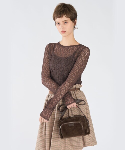 To b. by agnes b.（トゥービーバイアニエスベー）の「レース 長袖 プルオーバー（Tシャツ/カットソー・レディース・ブラウン・38）」の3枚目の写真