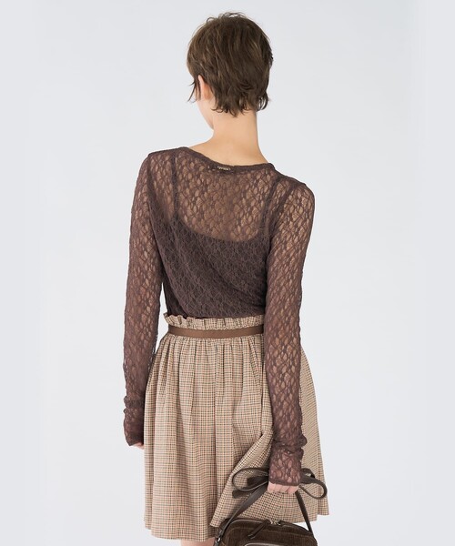 To b. by agnes b.（トゥービーバイアニエスベー）の「レース 長袖 プルオーバー（Tシャツ/カットソー・レディース・ブラウン・38）」の5枚目の写真