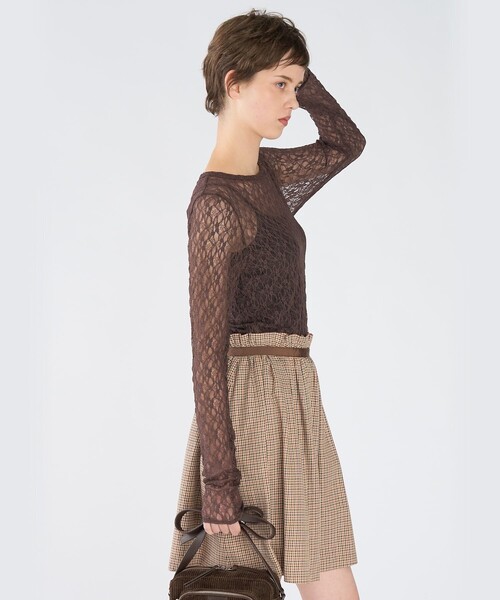 To b. by agnes b.（トゥービーバイアニエスベー）の「レース 長袖 プルオーバー（Tシャツ/カットソー・レディース・ブラウン・38）」の6枚目の写真