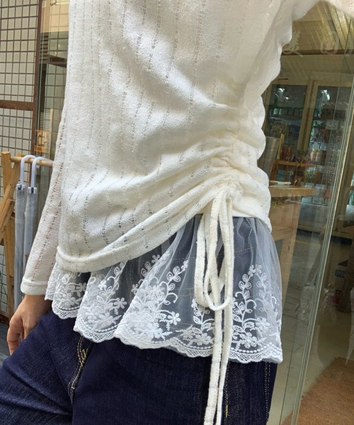 FREE STYLISTS(フリー スタイリスト)の「春・秋 2点セット ニット キャミソール レース トップス(Tシャツ/カットソー・レディース・オフホワイト・M)」の3枚目の写真