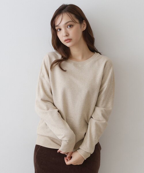 DRESSTERIOR（ドレステリア）の「ラメ裏毛 プルオーバー（Tシャツ/カットソー・レディース・ベージュ/グレー・34/38/36）」の2枚目の写真