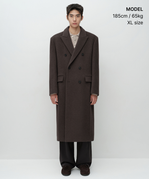 MUSINSA STANDARD（ムシンサスタンダード）の「カシミヤブレンドダディショルダーダブルロングコート[ヘッダーブラウン]（チェスターコート・メンズ・その他・MEDIUM/LARGE/X-LARGE/2XL）」の2枚目の写真