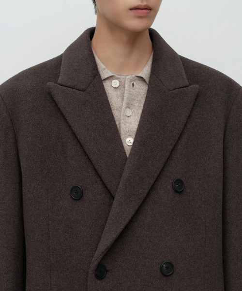 MUSINSA STANDARD（ムシンサスタンダード）の「カシミヤブレンドダディショルダーダブルロングコート[ヘッダーブラウン]（チェスターコート・メンズ・その他・MEDIUM/LARGE/X-LARGE/2XL）」の4枚目の写真