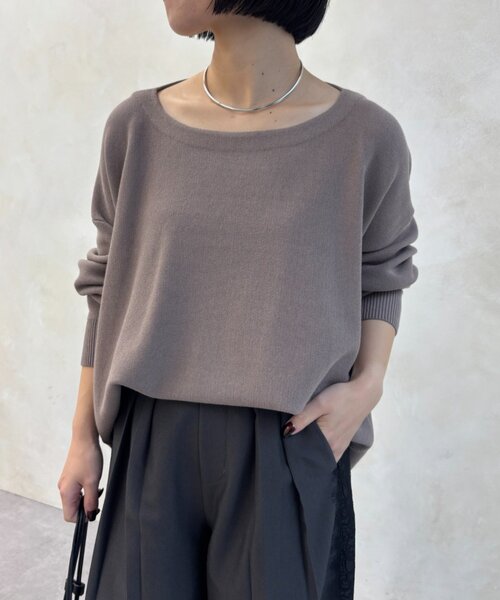Jena espace merveilleux(ジェナ エスパスメルヴェイユ)の「バックドレープニット(ニット/セーター・レディース・グレー/ブラウン/レッド・FREE)」の2枚目の写真