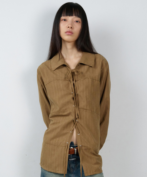 THEVINYLHOUSE(ザバイニルハウス)の「WESTERN TIED SUEDE SHIRTS(W) BROWN(シャツ/ブラウス・レディース・その他・FREE)」の1枚目の写真
