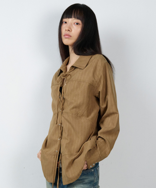 THEVINYLHOUSE(ザバイニルハウス)の「WESTERN TIED SUEDE SHIRTS(W) BROWN(シャツ/ブラウス・レディース・その他・FREE)」の2枚目の写真