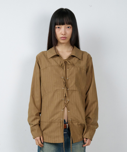 THEVINYLHOUSE(ザバイニルハウス)の「WESTERN TIED SUEDE SHIRTS(W) BROWN(シャツ/ブラウス・レディース・その他・FREE)」の3枚目の写真