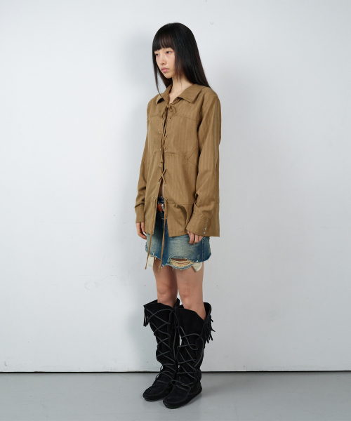 THEVINYLHOUSE(ザバイニルハウス)の「WESTERN TIED SUEDE SHIRTS(W) BROWN(シャツ/ブラウス・レディース・その他・FREE)」の4枚目の写真