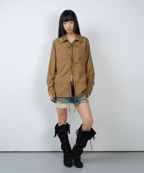 THEVINYLHOUSE(ザバイニルハウス)の「WESTERN TIED SUEDE SHIRTS(W) BROWN(シャツ/ブラウス・レディース・その他・FREE)」の5枚目の写真