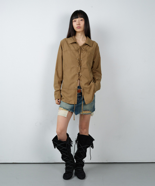THEVINYLHOUSE(ザバイニルハウス)の「WESTERN TIED SUEDE SHIRTS(W) BROWN(シャツ/ブラウス・レディース・その他・FREE)」の6枚目の写真