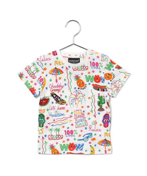 CHUBBYGANG（チャビーギャング）の「CHUBBYGANG×Rob Kidneyコラボアロハ柄　半袖Tシャツ（Tシャツ/カットソー・キッズ・ホワイト/ブラック・80/90/100/110/120/130）」の2枚目の写真