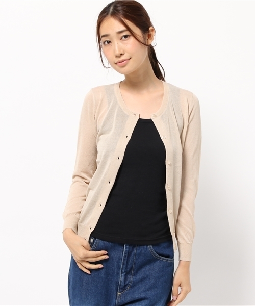 NATURAL BEAUTY BASIC（ナチュラルビューティーベーシック）の「ラウンドカーディガン（カーディガン/ボレロ・レディース・グレー/オレンジ系その他/ベージュ/ネイビー・MEDIUM）」の2枚目の写真