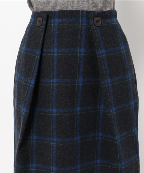 POU DOU DOU(プードゥドゥ)の「フラノチェックタックタイトスカート(スカート・レディース・オレンジ/ネイビー/ブラウン/グレー/ダークブラウン/ダークブルー・3)」の11枚目の写真