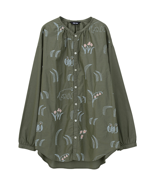 Ne-net(ネネット)の「S ねことしばふシャツ(シャツ/ブラウス・レディース・オフホワイト/カーキ/ネイビー/その他4/ホワイト・02/03)」の17枚目の写真